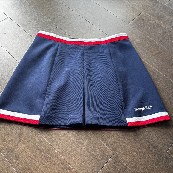 Sporty & Rich Trapeze Small Tennis Mini Skirt - Blue - Picture 7 of 7